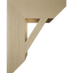 Ekena Millwork - BKTUR055X18X22TRA06RCPR - Timberthane Faux Wood Traditional Style Bracket, Slat Ends, 5 1/2"W x 18"D x 22"H, Primed Tan