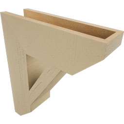 Ekena Millwork - BKTUR055X18X22TRA06RCPR - Timberthane Faux Wood Traditional Style Bracket, Slat Ends, 5 1/2"W x 18"D x 22"H, Primed Tan