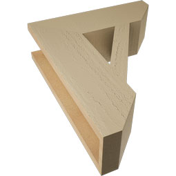 Ekena Millwork - BKTUR055X18X22TRA06RCPR - Timberthane Faux Wood Traditional Style Bracket, Slat Ends, 5 1/2"W x 18"D x 22"H, Primed Tan