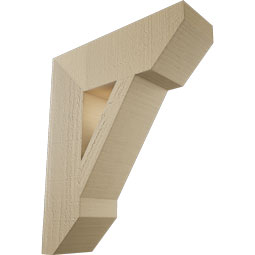 Ekena Millwork - BKTUR055X18X22TRA06RCPR - Timberthane Faux Wood Traditional Style Bracket, Slat Ends, 5 1/2"W x 18"D x 22"H, Primed Tan