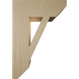 Ekena Millwork - BKTUR055X18X26TRA06RCPR - Timberthane Faux Wood Traditional Style Bracket, Slat Ends, 5 1/2"W x 18"D x 26"H, Primed Tan