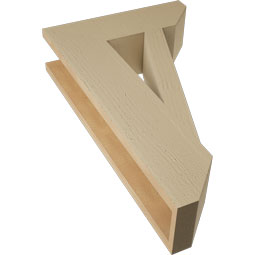 Ekena Millwork - BKTUR055X18X30TRA06RCPR - Timberthane Faux Wood Traditional Style Bracket, Slat Ends, 5 1/2"W x 18"D x 30"H, Primed Tan