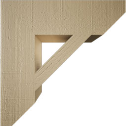 Ekena Millwork - BKTUR055X20X20TRA06RCPR - Timberthane Faux Wood Traditional Style Bracket, Slat Ends, 5 1/2"W x 20"D x 20"H, Primed Tan