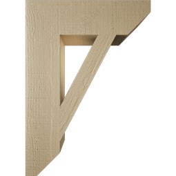 Ekena Millwork - BKTUR055X20X28TRA06RCPR - Timberthane Faux Wood Traditional Style Bracket, Slat Ends, 5 1/2"W x 20"D x 28"H, Primed Tan