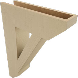 Ekena Millwork - BKTUR055X20X28TRA06RCPR - Timberthane Faux Wood Traditional Style Bracket, Slat Ends, 5 1/2"W x 20"D x 28"H, Primed Tan