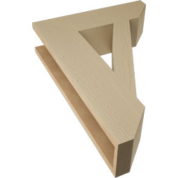 Ekena Millwork - BKTUR055X20X28TRA06RCPR - Timberthane Faux Wood Traditional Style Bracket, Slat Ends, 5 1/2"W x 20"D x 28"H, Primed Tan
