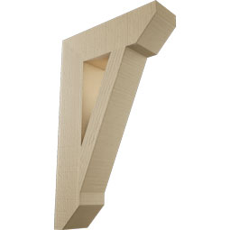 Ekena Millwork - BKTUR055X20X32TRA06RCPR - Timberthane Faux Wood Traditional Style Bracket, Slat Ends, 5 1/2"W x 20"D x 32"H, Primed Tan