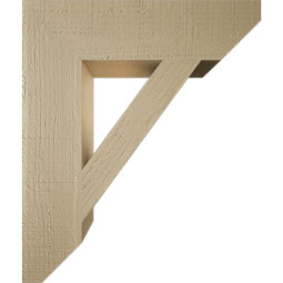 Ekena Millwork - BKTUR055X22X26TRA06RCPR - Timberthane Faux Wood Traditional Style Bracket, Slat Ends, 5 1/2"W x 22"D x 26"H, Primed Tan