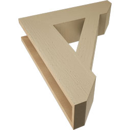 Ekena Millwork - BKTUR055X22X26TRA06RCPR - Timberthane Faux Wood Traditional Style Bracket, Slat Ends, 5 1/2"W x 22"D x 26"H, Primed Tan