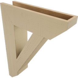 Ekena Millwork - BKTUR055X22X30TRA06RCPR - Timberthane Faux Wood Traditional Style Bracket, Slat Ends, 5 1/2"W x 22"D x 30"H, Primed Tan