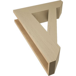 Ekena Millwork - BKTUR055X22X30TRA06RCPR - Timberthane Faux Wood Traditional Style Bracket, Slat Ends, 5 1/2"W x 22"D x 30"H, Primed Tan