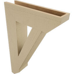 Ekena Millwork - BKTUR055X22X34TRA06RCPR - Timberthane Faux Wood Traditional Style Bracket, Slat Ends, 5 1/2"W x 22"D x 34"H, Primed Tan