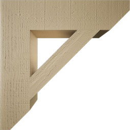 Ekena Millwork - BKTUR055X24X24TRA06RCPR - Timberthane Faux Wood Traditional Style Bracket, Slat Ends, 5 1/2"W x 24"D x 24"H, Primed Tan