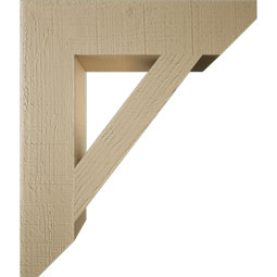 Ekena Millwork - BKTUR055X24X28TRA06RCPR - Timberthane Faux Wood Traditional Style Bracket, Slat Ends, 5 1/2"W x 24"D x 28"H, Primed Tan