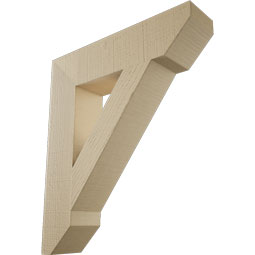 Ekena Millwork - BKTUR055X24X28TRA06RCPR - Timberthane Faux Wood Traditional Style Bracket, Slat Ends, 5 1/2"W x 24"D x 28"H, Primed Tan