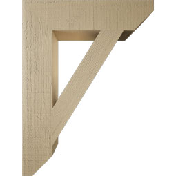 Ekena Millwork - BKTUR055X24X32TRA06RCPR - Timberthane Faux Wood Traditional Style Bracket, Slat Ends, 5 1/2"W x 24"D x 32"H, Primed Tan