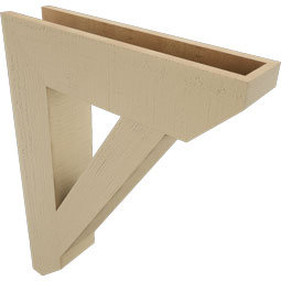 Ekena Millwork - BKTUR055X24X32TRA06RCPR - Timberthane Faux Wood Traditional Style Bracket, Slat Ends, 5 1/2"W x 24"D x 32"H, Primed Tan