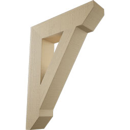 Ekena Millwork - BKTUR055X24X32TRA06RCPR - Timberthane Faux Wood Traditional Style Bracket, Slat Ends, 5 1/2"W x 24"D x 32"H, Primed Tan