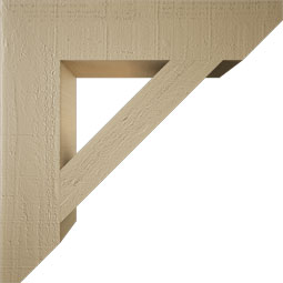Ekena Millwork - BKTUR055X26X26TRA06RCPR - Timberthane Faux Wood Traditional Style Bracket, Slat Ends, 5 1/2"W x 26"D x 26"H, Primed Tan