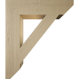 Ekena Millwork - BKTUR055X26X30TRA06RCPR - Timberthane Faux Wood Traditional Style Bracket, Slat Ends, 5 1/2"W x 26"D x 30"H, Primed Tan