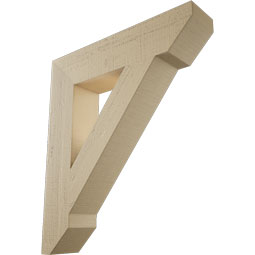 Ekena Millwork - BKTUR055X26X30TRA06RCPR - Timberthane Faux Wood Traditional Style Bracket, Slat Ends, 5 1/2"W x 26"D x 30"H, Primed Tan