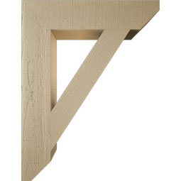 Ekena Millwork - BKTUR055X26X34TRA06RCPR - Timberthane Faux Wood Traditional Style Bracket, Slat Ends, 5 1/2"W x 26"D x 34"H, Primed Tan