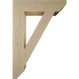 Ekena Millwork - BKTUR055X26X38TRA06RCPR - Timberthane Faux Wood Traditional Style Bracket, Slat Ends, 5 1/2"W x 26"D x 38"H, Primed Tan