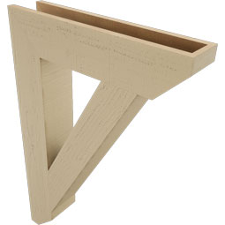 Ekena Millwork - BKTUR055X26X38TRA06RCPR - Timberthane Faux Wood Traditional Style Bracket, Slat Ends, 5 1/2"W x 26"D x 38"H, Primed Tan
