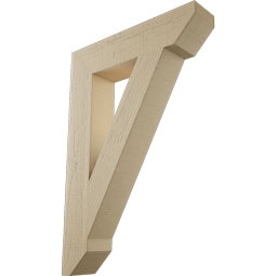 Ekena Millwork - BKTUR055X26X38TRA06RCPR - Timberthane Faux Wood Traditional Style Bracket, Slat Ends, 5 1/2"W x 26"D x 38"H, Primed Tan