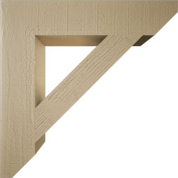 Ekena Millwork - BKTUR055X28X28TRA06RCPR - Timberthane Faux Wood Traditional Style Bracket, Slat Ends, 5 1/2"W x 28"D x 28"H, Primed Tan