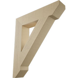 Ekena Millwork - BKTUR055X28X32TRA06RCPR - Timberthane Faux Wood Traditional Style Bracket, Slat Ends, 5 1/2"W x 28"D x 32"H, Primed Tan
