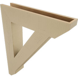 Ekena Millwork - BKTUR055X28X36TRA06RCPR - Timberthane Faux Wood Traditional Style Bracket, Slat Ends, 5 1/2"W x 28"D x 36"H, Primed Tan