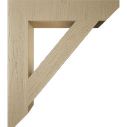 Ekena Millwork - BKTUR055X30X34TRA06RCPR - Timberthane Faux Wood Traditional Style Bracket, Slat Ends, 5 1/2"W x 30"D x 34"H, Primed Tan