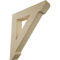Ekena Millwork - BKTUR055X30X34TRA06RCPR - Timberthane Faux Wood Traditional Style Bracket, Slat Ends, 5 1/2"W x 30"D x 34"H, Primed Tan