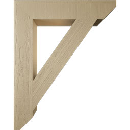 Ekena Millwork - BKTUR055X30X38TRA06RCPR - Timberthane Faux Wood Traditional Style Bracket, Slat Ends, 5 1/2"W x 30"D x 38"H, Primed Tan