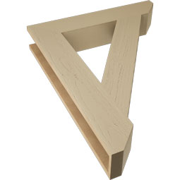 Ekena Millwork - BKTUR055X30X38TRA06RCPR - Timberthane Faux Wood Traditional Style Bracket, Slat Ends, 5 1/2"W x 30"D x 38"H, Primed Tan