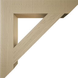 Ekena Millwork - BKTUR055X32X32TRA06RCPR - Timberthane Faux Wood Traditional Style Bracket, Slat Ends, 5 1/2"W x 32"D x 32"H, Primed Tan