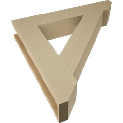 Ekena Millwork - BKTUR055X32X32TRA06RCPR - Timberthane Faux Wood Traditional Style Bracket, Slat Ends, 5 1/2"W x 32"D x 32"H, Primed Tan