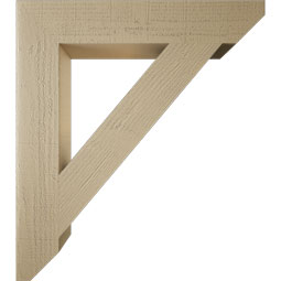 Ekena Millwork - BKTUR055X32X36TRA06RCPR - Timberthane Faux Wood Traditional Style Bracket, Slat Ends, 5 1/2"W x 32"D x 36"H, Primed Tan