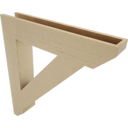 Ekena Millwork - BKTUR055X32X36TRA06RCPR - Timberthane Faux Wood Traditional Style Bracket, Slat Ends, 5 1/2"W x 32"D x 36"H, Primed Tan