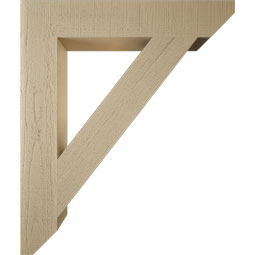 Ekena Millwork - BKTUR055X32X38TRA06RCPR - Timberthane Faux Wood Traditional Style Bracket, Slat Ends, 5 1/2"W x 32"D x 38"H, Primed Tan