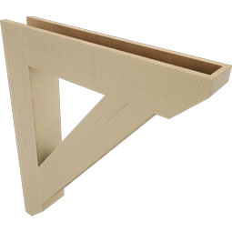 Ekena Millwork - BKTUR055X32X38TRA06RCPR - Timberthane Faux Wood Traditional Style Bracket, Slat Ends, 5 1/2"W x 32"D x 38"H, Primed Tan