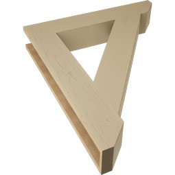 Ekena Millwork - BKTUR055X32X38TRA06RCPR - Timberthane Faux Wood Traditional Style Bracket, Slat Ends, 5 1/2"W x 32"D x 38"H, Primed Tan