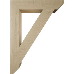 Ekena Millwork - BKTUR055X32X44TRA06RCPR - Timberthane Faux Wood Traditional Style Bracket, Slat Ends, 5 1/2"W x 32"D x 44"H, Primed Tan