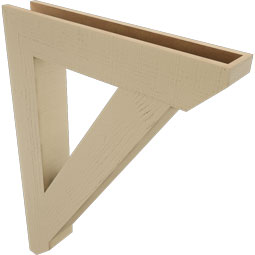 Ekena Millwork - BKTUR055X32X44TRA06RCPR - Timberthane Faux Wood Traditional Style Bracket, Slat Ends, 5 1/2"W x 32"D x 44"H, Primed Tan