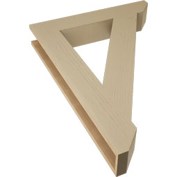 Ekena Millwork - BKTUR055X32X44TRA06RCPR - Timberthane Faux Wood Traditional Style Bracket, Slat Ends, 5 1/2"W x 32"D x 44"H, Primed Tan