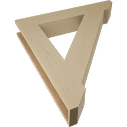 Ekena Millwork - BKTUR055X34X38TRA06RCPR - Timberthane Faux Wood Traditional Style Bracket, Slat Ends, 5 1/2"W x 34"D x 38"H, Primed Tan