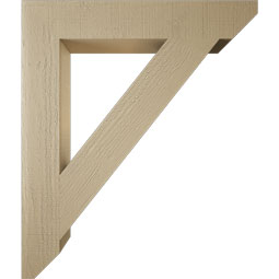 Ekena Millwork - BKTUR055X34X40TRA06RCPR - Timberthane Faux Wood Traditional Style Bracket, Slat Ends, 5 1/2"W x 34"D x 40"H, Primed Tan