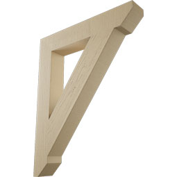 Ekena Millwork - BKTUR055X34X42TRA06RCPR - Timberthane Faux Wood Traditional Style Bracket, Slat Ends, 5 1/2"W x 34"D x 42"H, Primed Tan