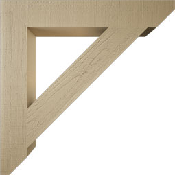 Ekena Millwork - BKTUR055X36X36TRA06RCPR - Timberthane Faux Wood Traditional Style Bracket, Slat Ends, 5 1/2"W x 36"D x 36"H, Primed Tan
